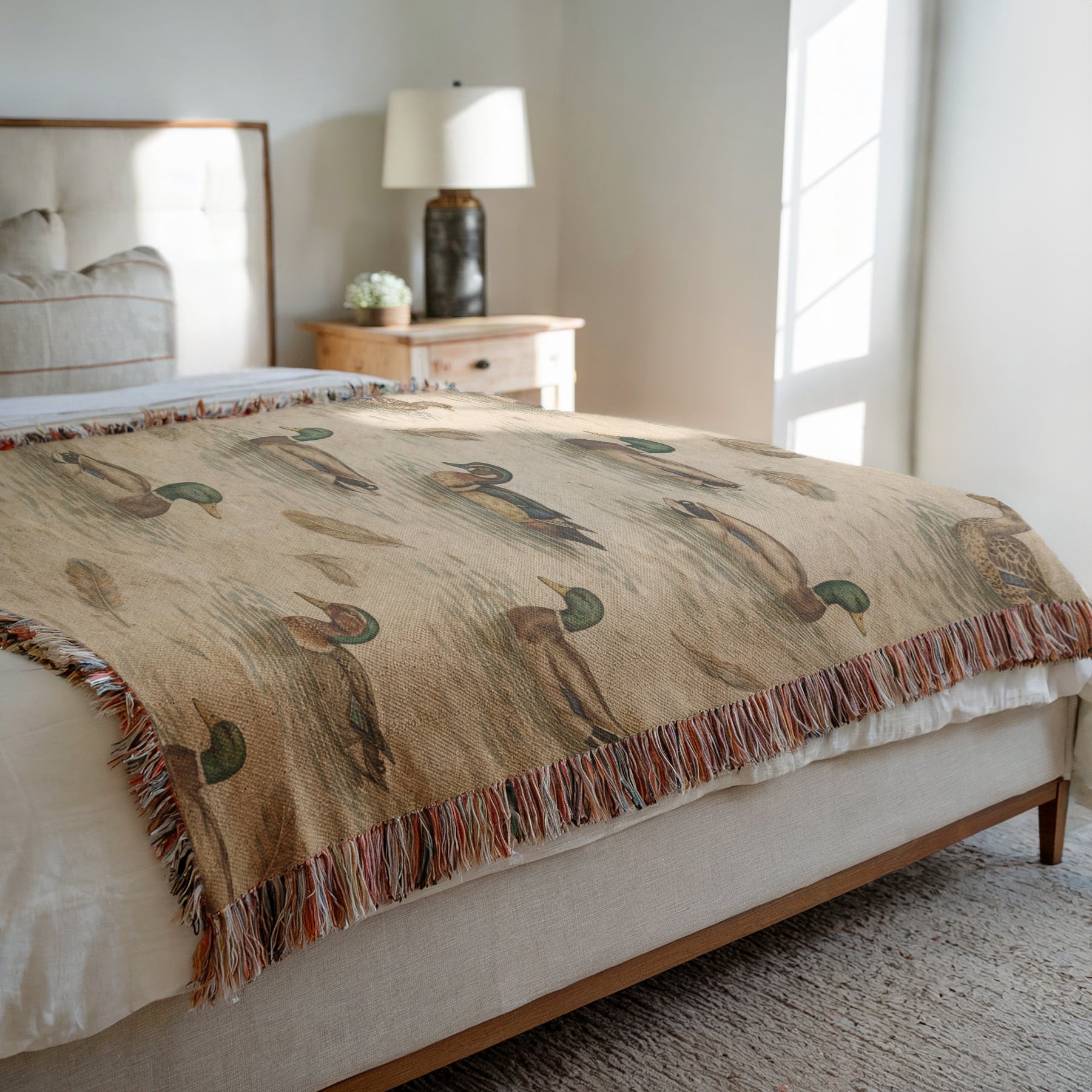 Mallard Duck Woven Blanket | Rustic Cabin & Hunting Lodge Throw