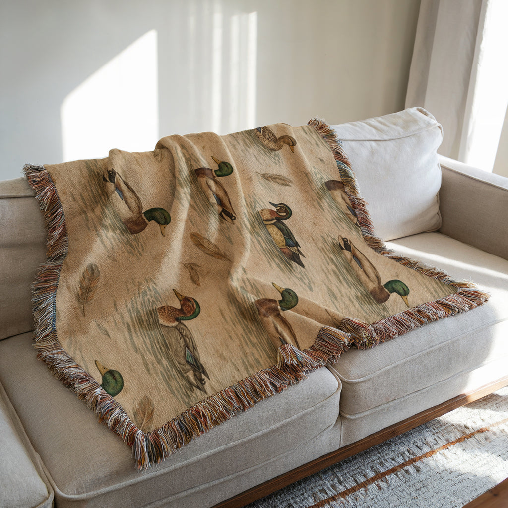 Mallard Duck Woven Blanket | Rustic Cabin & Hunting Lodge Throw