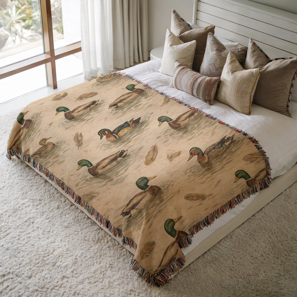Mallard Duck Woven Blanket | Rustic Cabin & Hunting Lodge Throw