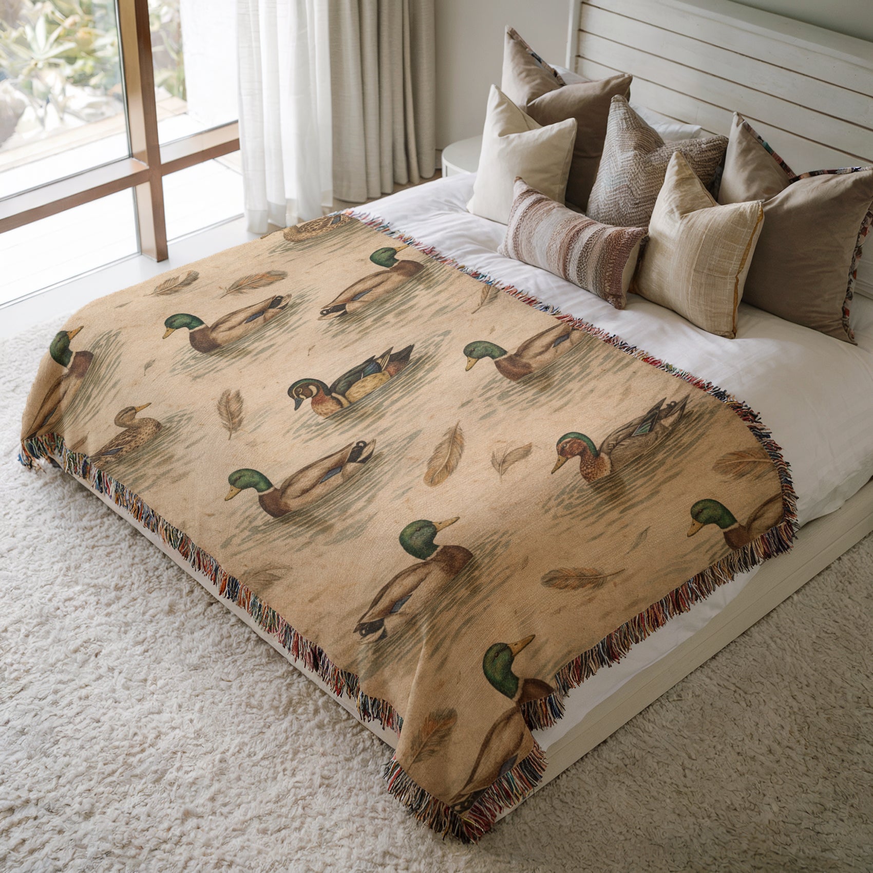 Mallard Duck Woven Blanket | Rustic Cabin & Hunting Lodge Throw