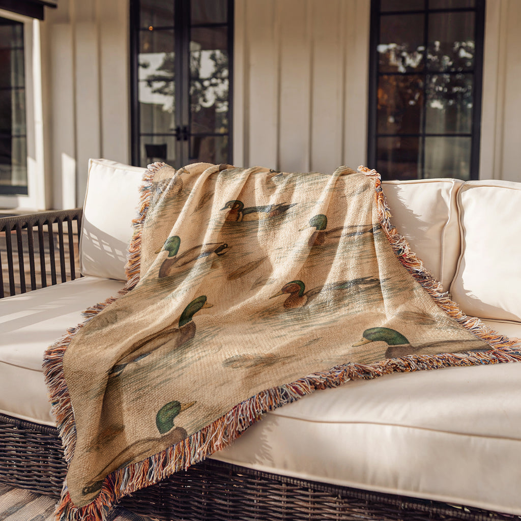 Mallard Duck Woven Blanket | Rustic Cabin & Hunting Lodge Throw