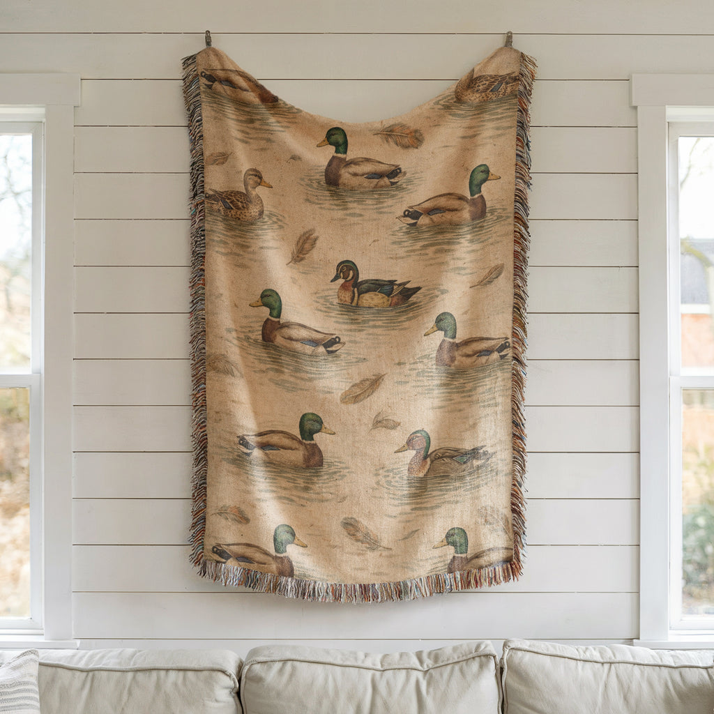Mallard Duck Woven Blanket | Rustic Cabin & Hunting Lodge Throw