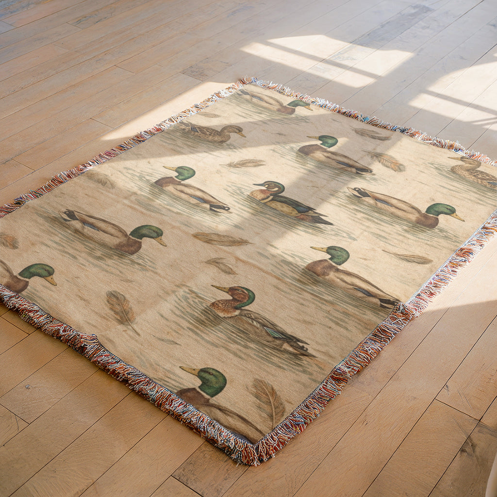 Mallard Duck Woven Blanket | Rustic Cabin & Hunting Lodge Throw