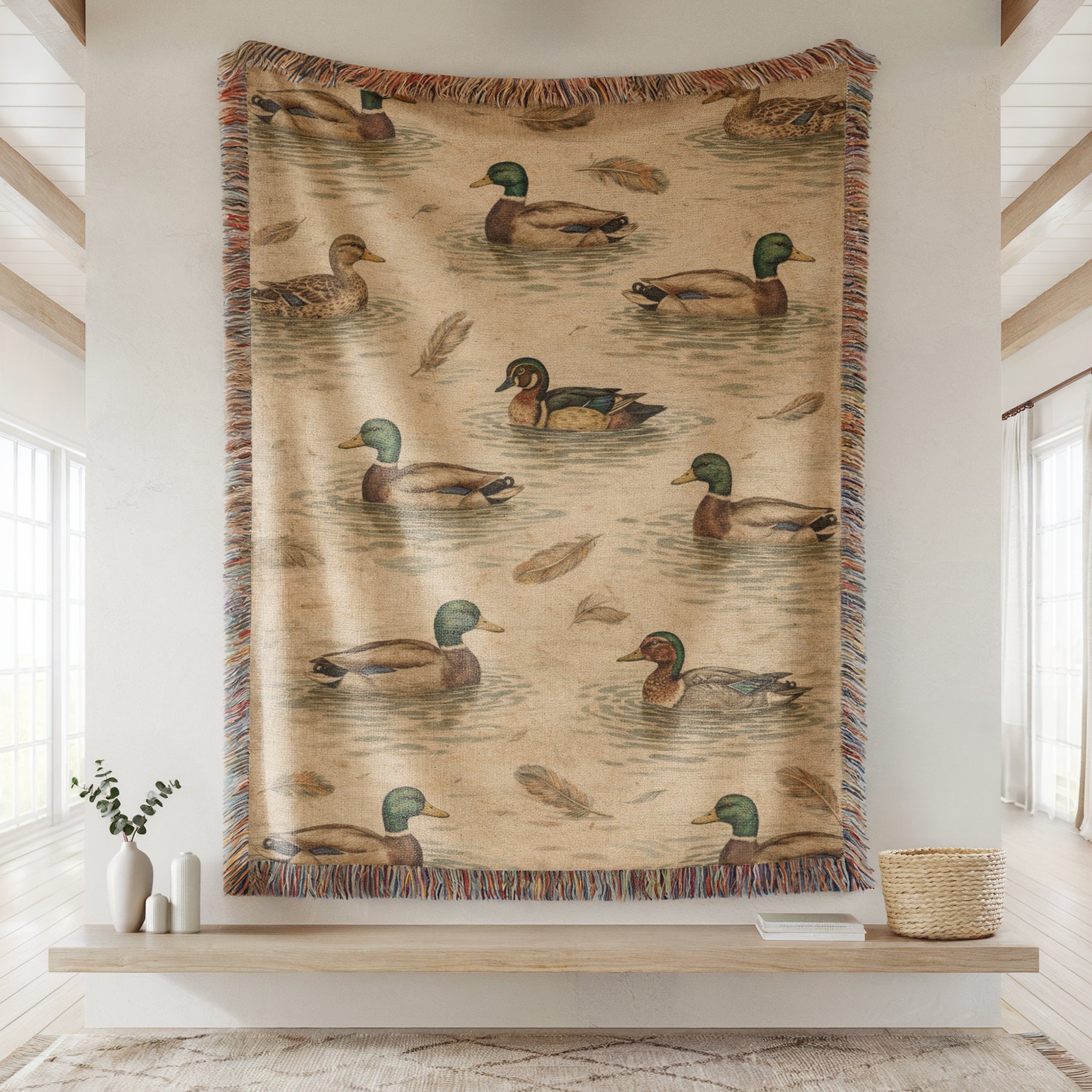 Mallard Duck Woven Blanket | Rustic Cabin & Hunting Lodge Throw